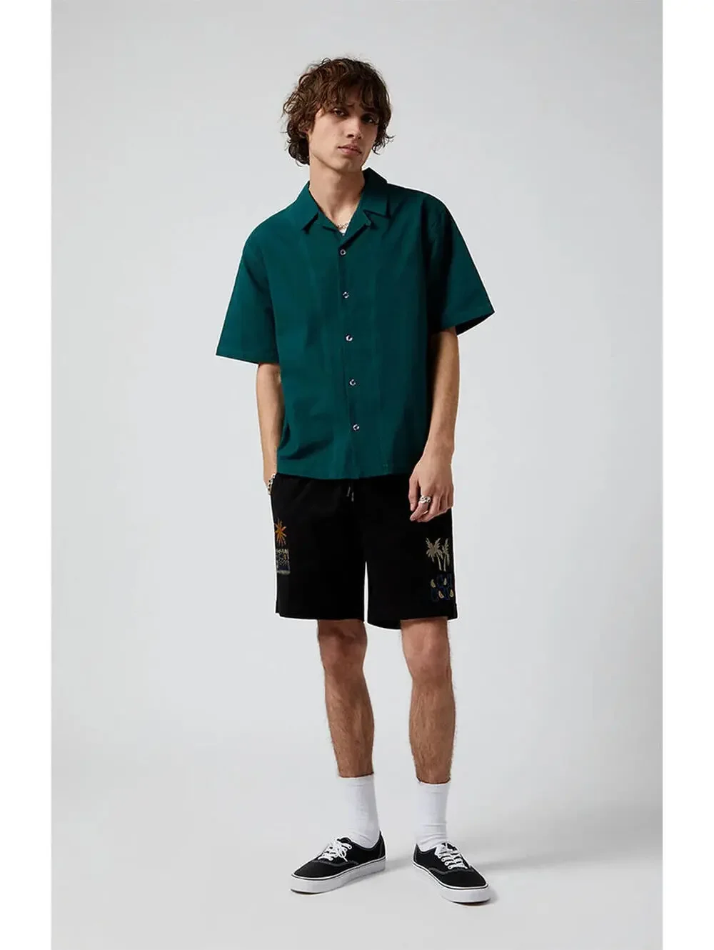 (C119) PacSun Reed Printed Volley Shorts Small Black Print Drawstring Beach